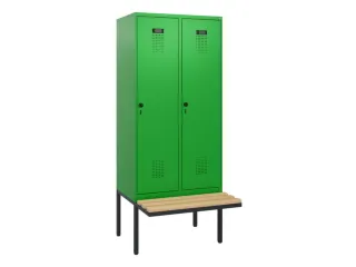 locker met bank,HxBxD 1950x800x815mm,2vak,vak B 400mm,draaigrendel - 2