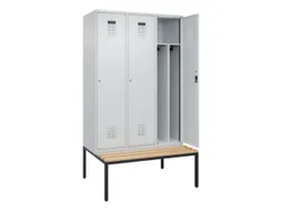 locker met bank,voor scheiding van kleding,HxBxD 2120x1200x815mm,3vak