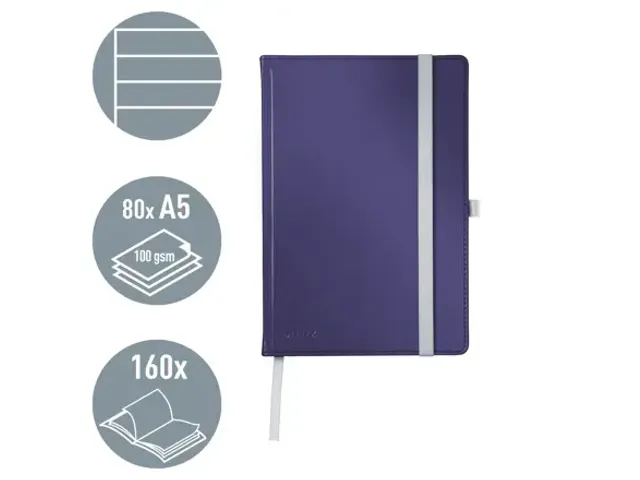 Carnet de notes Leitz Style A5 ligné 160 pages 100g bleu