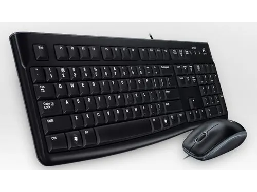 Logitech Desktop MK120, Bedraad, USB, QWERTY, Zwart, Inclusief muis
