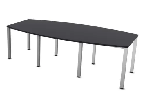 vergadertafel HxBxD 74x240x120cm vatvormig CC-zwart 4voeten Alu