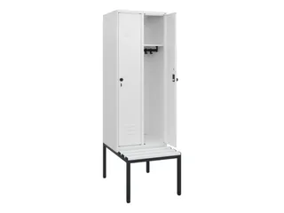 locker met bank,HxBxD 1950x600x815mm,2vak,vak B 300mm,draaigrendel - 2