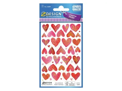 Papieretiket Z-design Creative pakje a 1 vel hartjes