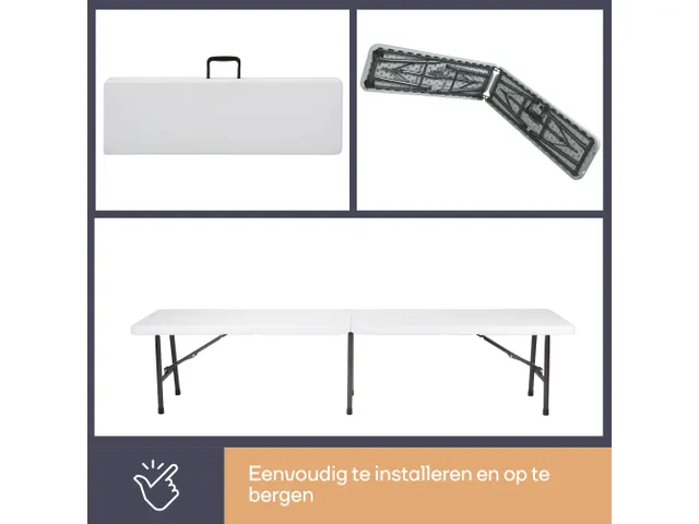 Inklapbare bank weerbestendig 180x25x43cm Wit
