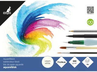 Blok aquarelpapier Kangaro 24x17cm 300gr 16 vel roomwit - 2