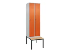 locker met bank,HxBxD 2120x600x815mm,2vak,vak B 300mm,draaigrendel