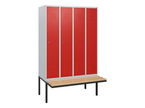locker met bank,HxBxD 1950x1200x815mm,4vak,vak B 300mm,cil.-slot