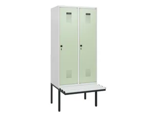 locker met bank,HxBxD 1950x800x815mm,2vak,vak B 400mm,draaigrendel - 2