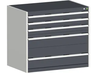 ladekast HxBxD 900x1050x650mm 5 laden romp Ral7035 front Ral7016 staal - 1