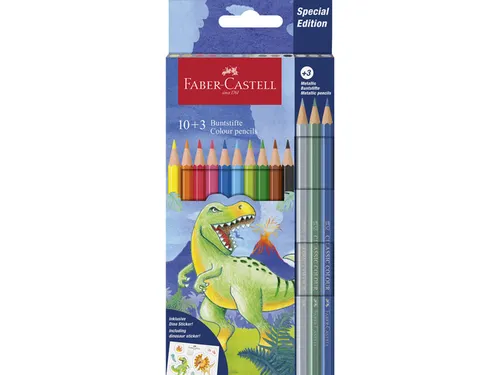 Kleurpotlood Faber-Castell Dino 10 Classic Colour + 3 metallic kleuren