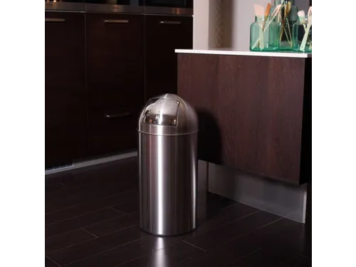 Afvalbak Pushcan 40 liter Mat Chroom