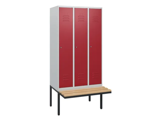 locker met bank,HxBxD 1950x900x815mm,3vak,vak B 300mm,cil.-slot