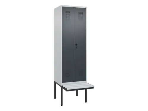 locker met bank,voor scheiding van kleding,HxBxD 2120x600x815mm,2vak