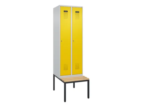 locker met bank,voor scheiding van kleding,HxBxD 2120x600x815mm,2vak