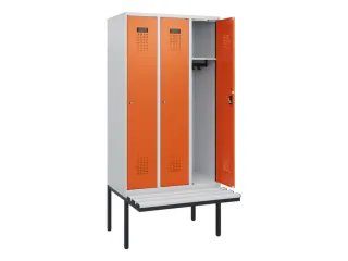 locker met bank,HxBxD 1950x900x815mm,3vak,vak B 300mm,cilinderslot - 1