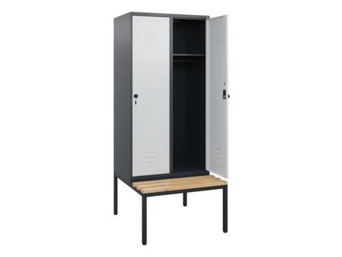 locker met bank,HxBxD 1950x800x815mm,2vak,vak B 400mm,draaigrendel