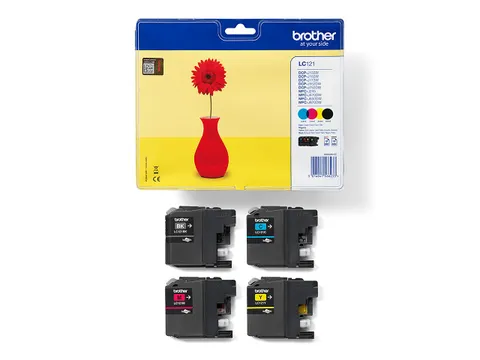 Inktcartridge Brother LC-121VALBP zwart + 3 kleuren