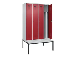 locker met bank,voor scheiding van kleding,HxBxD 2120x1200x815mm,4vak - 1