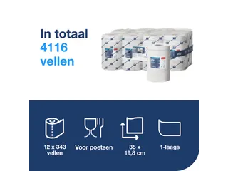 Poetspapier Tork M3 Reflex Advanced 1-laags 343 vel wit 473246 - 5