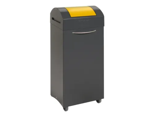 Afvalbak 75 Liter 840x380x320mm Plaatstaal 2 Wielen Klep Geel