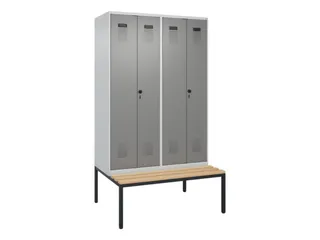 locker met bank,voor scheiding van kleding,HxBxD 2120x1200x815mm,4vak - 2