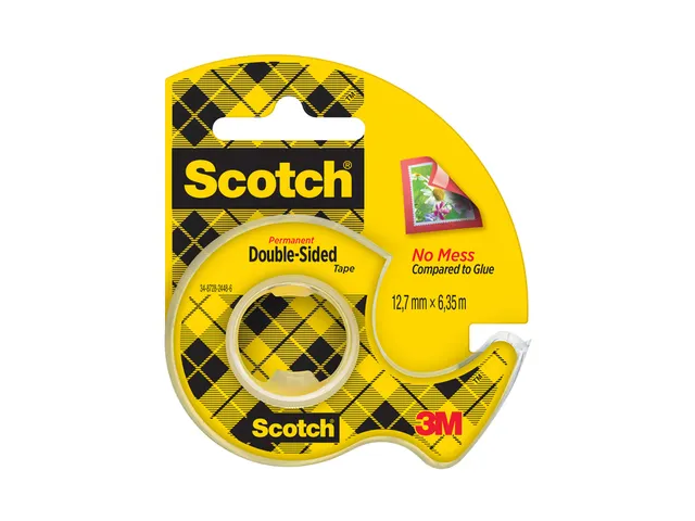 Ruban adhésif Scotch 665 double face 12mmx6,3m + dévidoir