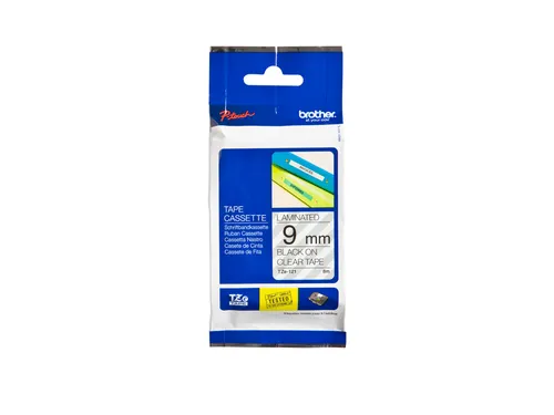 Labeltape Brother P-touch TZe-121 standaard 9mm zwart op transparant