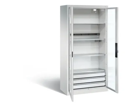 acculaadkast 1950x930x500mm 5stekkerdozen 230V cil.-slot front RAL7035