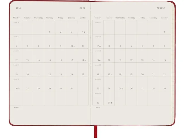 Agenda 2027 Moleskine 12M Weekly 7dag/1pagina pocket hc scarlet red