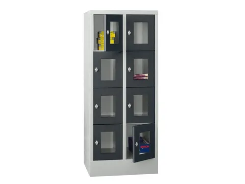 lockerkast,HxBxD 1518x600x500mm,2x4vakken,RAL7035,front RAL7016