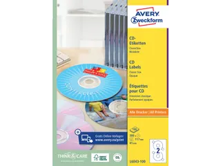 Etiket Avery L6043-100 CD wit 200stuks - 2