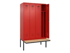 locker met bank,voor scheiding van kleding,HxBxD 2120x1200x815mm,4vak