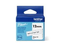 Labeltape Brother Ptouch Btag-131 12mm zwart op transparant