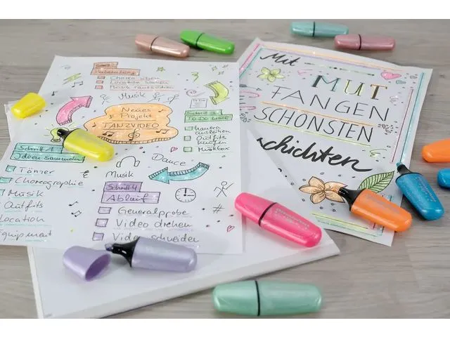 Markeerstift Eberhard Faber mini glitter pastel etui 5 stuks