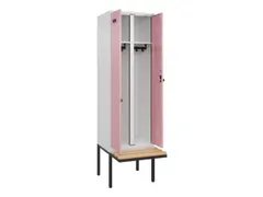 locker met bank,voor scheiding van kleding,HxBxD 2120x600x815mm,2vak