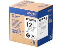 Gelamineerde Tape Brother 12mm Zwart Op Wit