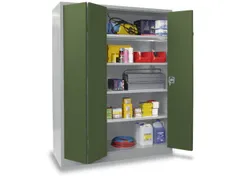 Armoire grand espace à portes pliantes RAL7035 façade RAL6011