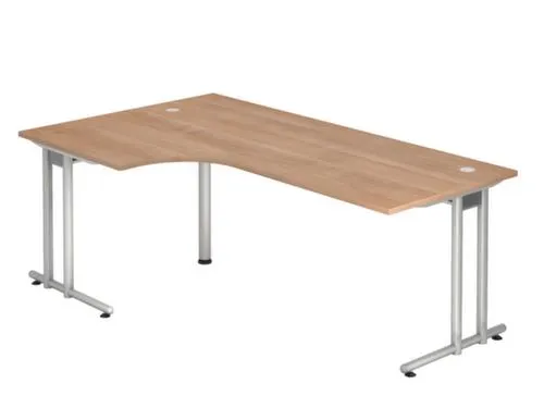 hoek-bureau,HxBxD 720x2000x800/1200mm,blad notenboom,verdieping links