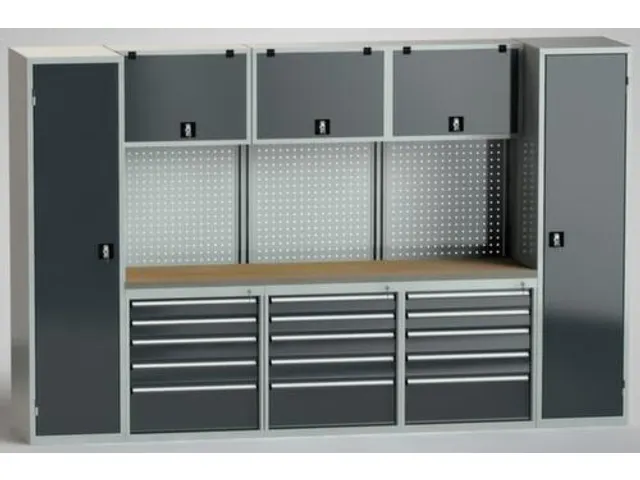 werkbank m. kastwand,HxBxD 2000x3175x630mm,8kasten