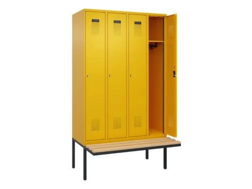 locker met bank,HxBxD 2120x1200x815mm,4vak,vak B 300mm,cilinderslot