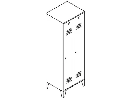 locker,HxBxD 1850x600x500mm,2vak,vak B 300mm,RAL7035,front RAL7035