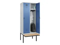 locker met bank,HxBxD 2120x800x815mm,2vak,vak B 400mm,draaigrendel