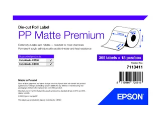 Epson 7113411, Wit, Zelfklevend printerlabel, Gestanste etiket, Rol, I - 1