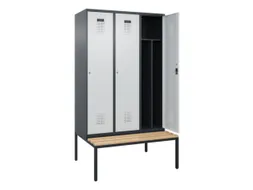 locker met bank,voor scheiding van kleding,HxBxD 2120x1200x815mm,3vak