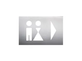 wandbord,wc dames/heren,pijl rechts,RVS,zelfklevend,HxB 160x235mm - 1