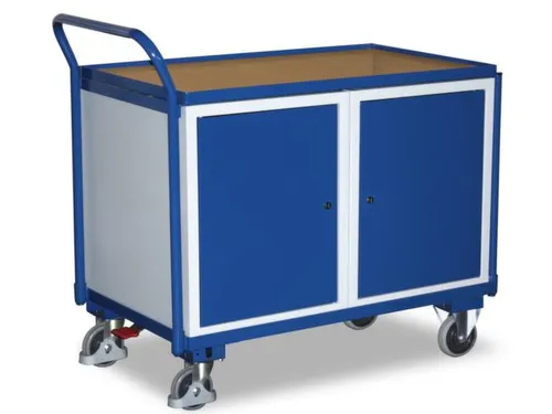 Tafel- En Kastwagen 250kg Laadvl. Lxb 1000x600mm 2 Kasten Ral 5010