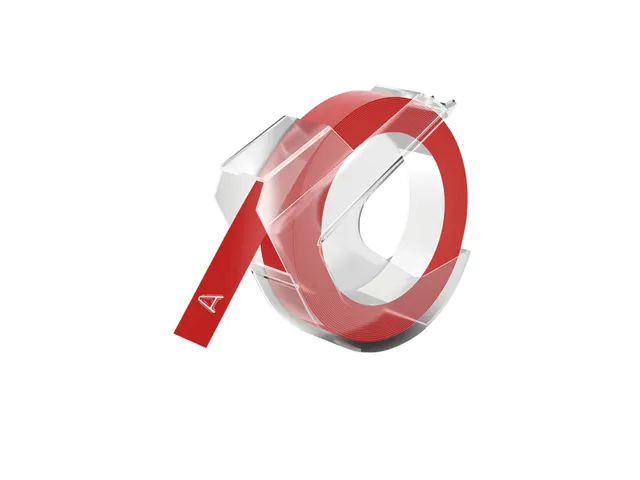 Labeltape Dymo rol 9mmx3M glossy vinyl prof rood 520102