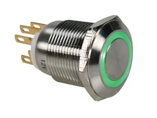 Drukknop IN Roestvrij Staal Spdt 1NO 1NC - Groene Ring - 19mm - 1