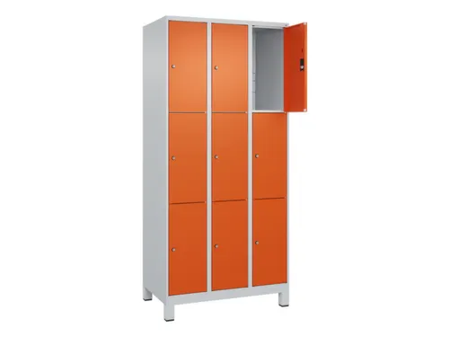 lockerkast,HxBxD 1950x900x500mm,3x3vakken,vak B 300mm,cil.-slot,voeten