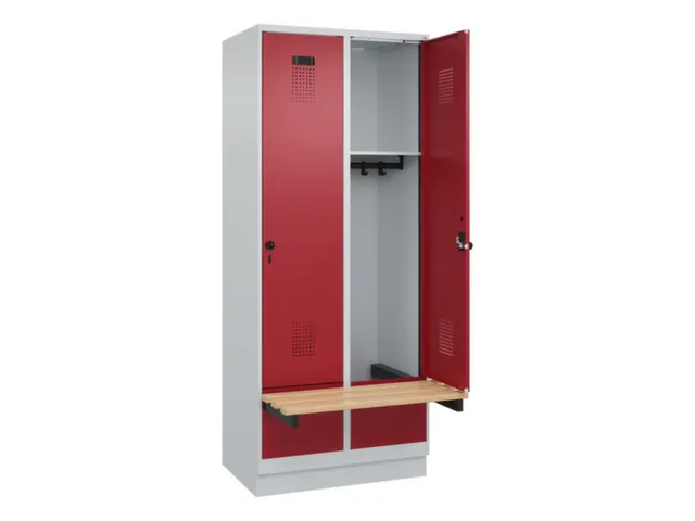 locker met bank,HxBxD 1950x800x815mm,2vak,vak B 400mm,draaigrendel